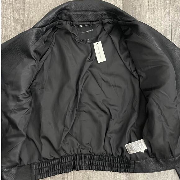 Banana Republic Faux Leather Moto Jacket Black Women's - Picture 7 of 9